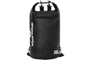 ROCK CLOUD Dry Bag Waterproof 30L Dry Sack for Kayaking Rafting Boating Beach Surfing Swimming Canoe Camping Hiking Fishing Ski, Black