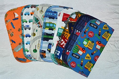 1 Ply Printed Flannel Washable, The Zoom Zoom Set of Napkins 8x8 inches 5 Pack - Little Wipes (R) Flannel