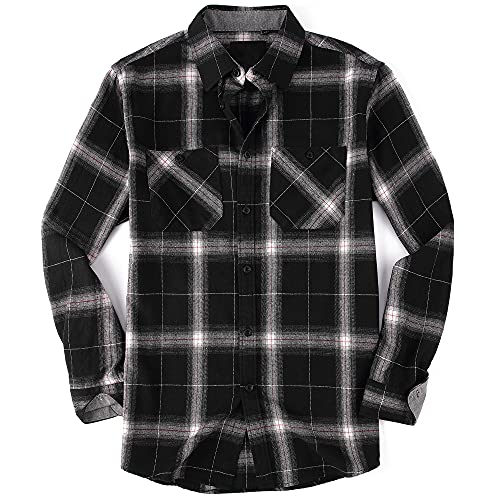 Damipow Flannel Shirt for Men Button Down Long