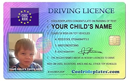 Coolrideplates® Kid's Personalised Driving Licence *SIMPLY MESSAGE US ...