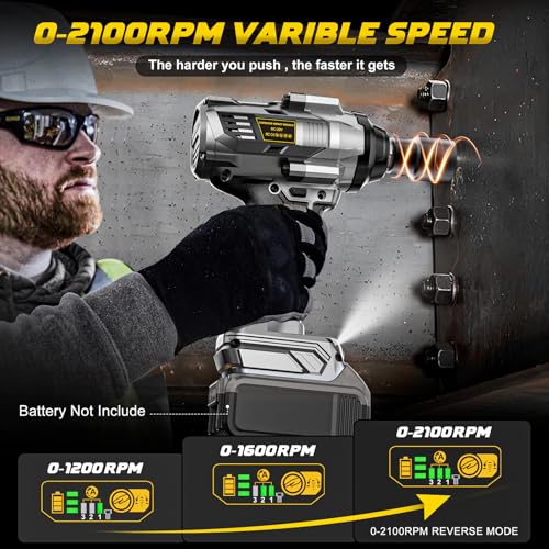 DIYtoolifz 1/2 inch Impact Wrench 1000Ft-lbs(1360N.m) Compatible with DeWalt 20v, Cordless High Torque 1/2'' Impact Driver with 4-Modes, LED Light, Brushless Impact Gun Car/Truck/Mower(Bare Tool)