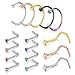 Incaton Nose Ring, 16PCS 316L Surgical Stainless Steel Body Jewelry Piercing Nose Hoop Ring and L Shaped Ring