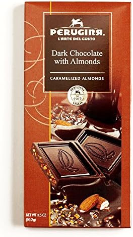 Perugina Dark Chocolate with Almonds Bar 3.5 oz each (4 Items Per Order)