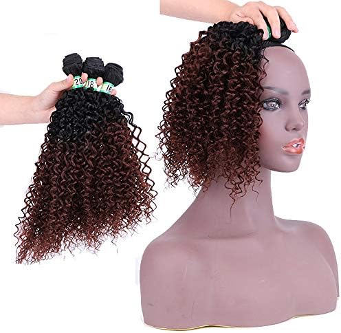 LINANNAV Kinky Curly Hair Extension 3 Bundles - T1/33# Brown Brazilian Hair Afro Kinky Weave - Easy Installing & Sewing (Color : Brown, Size : 20"-20"-20")