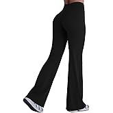 Sunzel Women Hidden Butt Lift Flare Yoga Pants No Front Seam V Crossover High Waist Flare Leg Lounge Workout Flared Leggings