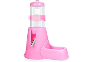 REBECCA ONLINE Pink Hamster Water Bottle with Stand Water Bottle with Food Container Base Automatic Bottle Dispenser for Dwarf Hamster Gerbil Small Animals