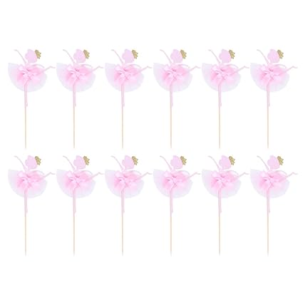 Nuobesty Ballerine Cupcake Toppers Gateau Fille Ballet Prend Decoration De Gateau Pour La Fete Danniversaire De Naissance 12 Pcs Figurines Pour Gateaux Patisserie Cuisine Maison