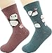 Lovful 2 Pairs Women's Animal Pattern Casual Cotton Socks