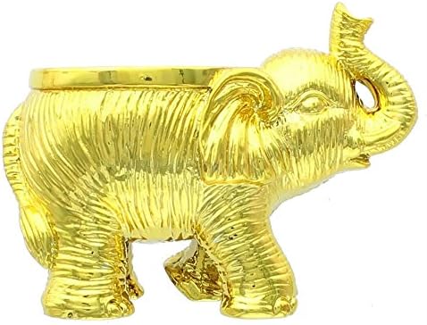 Good Fortune Gold Tone Elephant Candle Holder, 3 1/.2" x 2" x 1 /2" tall x 1 3/4" deep