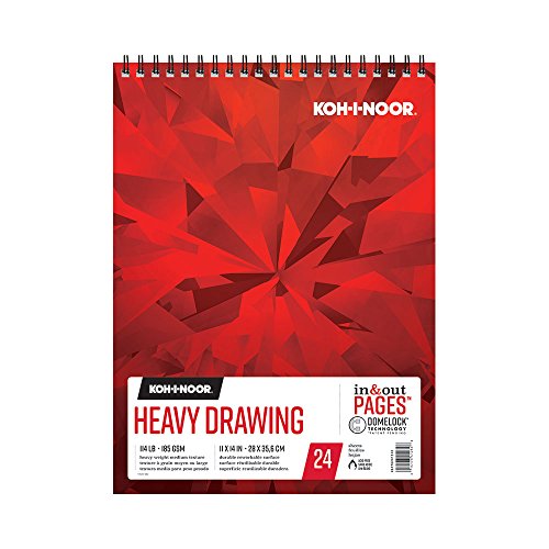 Koh-I-Noor11" x 14" Heavy Drawing White Paper Pad with In and Out Pages, 90lb/147 GSM, Top Wire-Bound, 24 Sheets per Pad (26170201312)