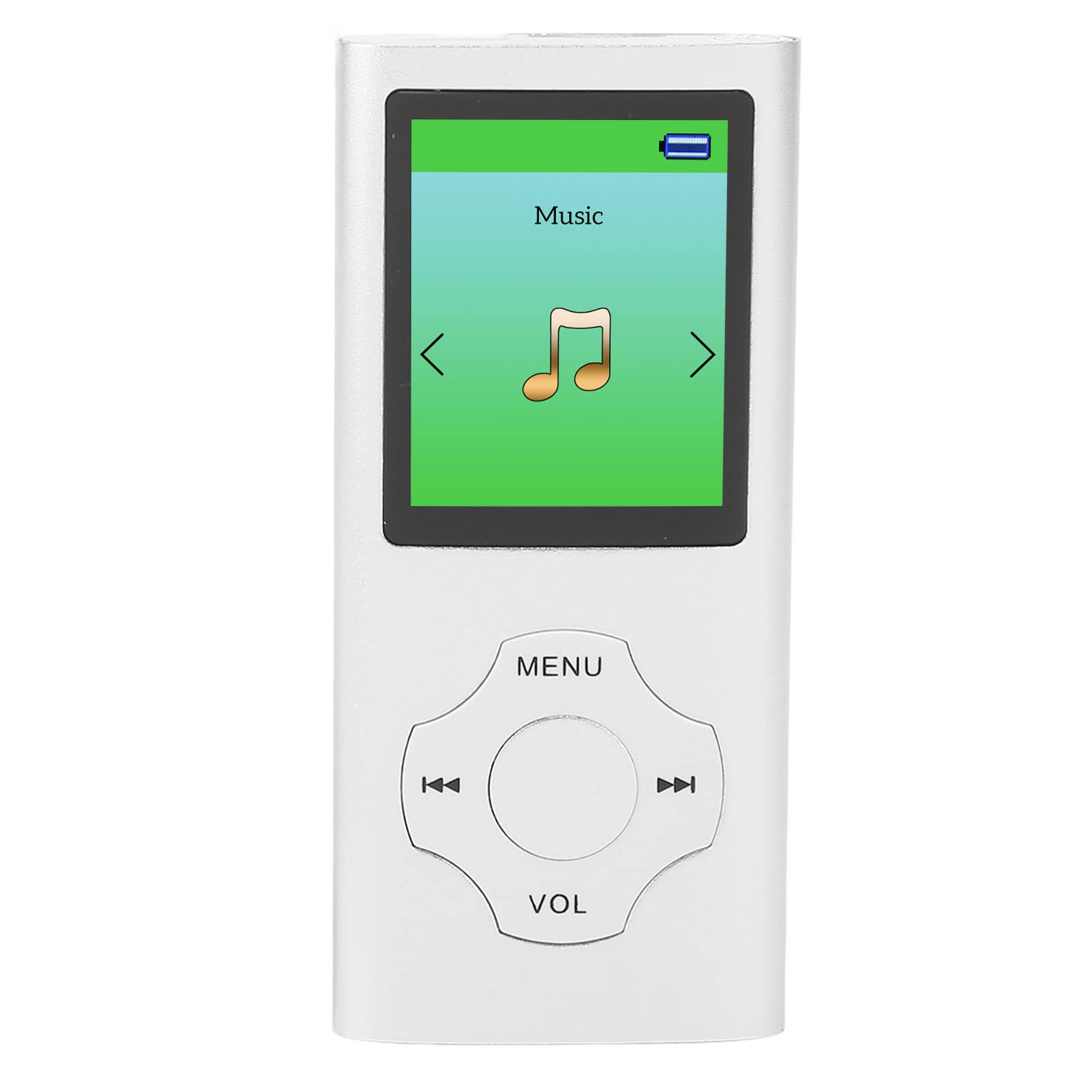MP3 Player, Portable Music Player with 1.8 Inch LCD Screen Support Recording FM Radio, Support for MP3, WMA, FLAC, APE, AAC, OGG, ACELP (Silver)