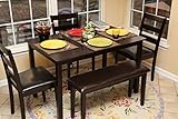 5pc Dining Dinette Table Chairs &amp; Bench Set Espresso Brown 150232b ()