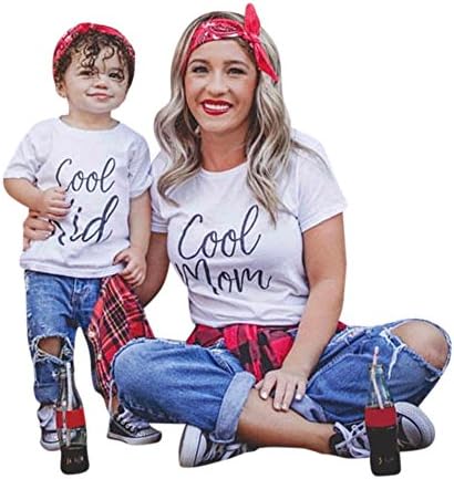 Hongxin Family Matching Tshirts, Family Look Clothes Cool Mom Kid Letters Print Family Matching Clothes Short Sleeve T - Shirt Blouse Matching Family Shirts Mothers Day Gift (M, Mom only)