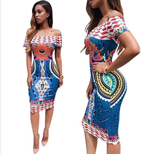 2017 Slim Pencil Dresses Party Women Print Clothing Bandage Bodycon Summer Long Formal Dress Robe (XL)