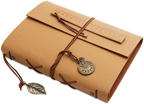 Axillo Scrapbook Album, PU Leather DIY Photo Album &amp; Writing Craft Paper – Great for Valentines Day Gifts, Wedding Guest Book, DIY Anniversary Travel Memory Scrapbooking, 104 Pages (52 Sheets)