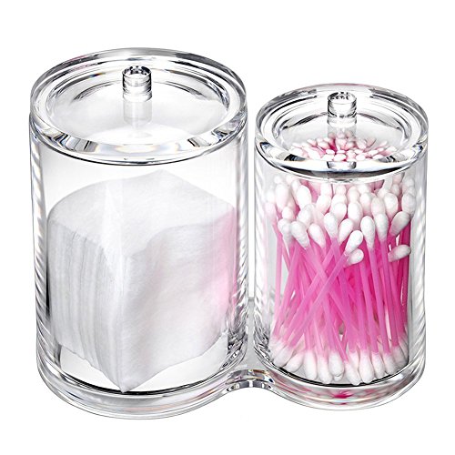EC.TEAK Q-tip Holder Acrylic Cotton Pad and Swab Case Box Cotton Swab Holder (ET09)