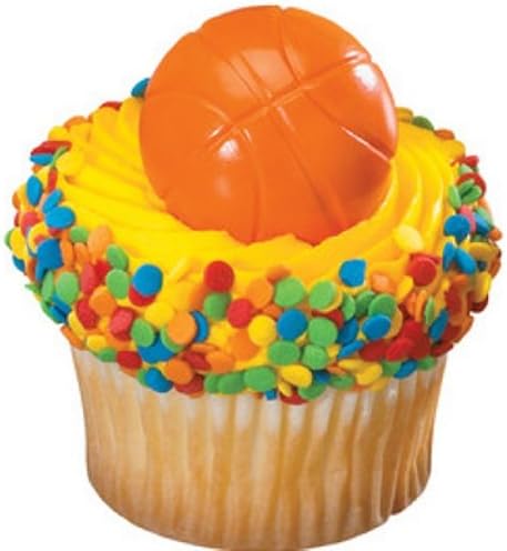 CLEARANCE FREE STANDARD SHIPPING - 12 Rings - Basketball Cupcake Toppers with a Bonus Cupcake Tips Card - We Ship Within 1 Business Day!
