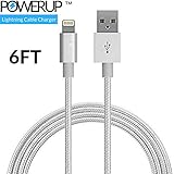 iPhone 6 Charger- Apple Certified Lightning Cable- (6ft)- Nylon Braid Charging Cord- (Silver) by Power Up