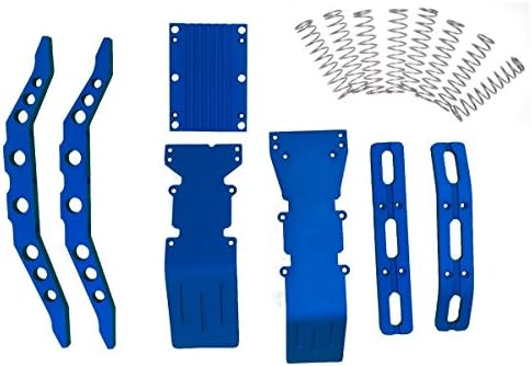 RC Aluminum Parts and Accessories Package Deal Set for E-Maxx 3903, 3905 or 3908 Blue Anodized Aluminum with Free Dual Rate Shock Springs- RC Car Upgrade Parts