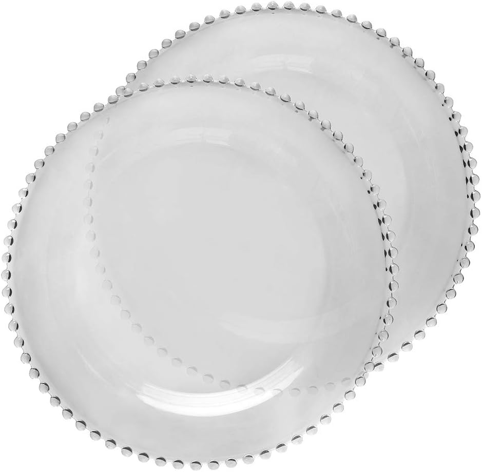 2 Beaded Edge Dinner Plates, Toughened Glass W26.5cm Amazon.co.uk
