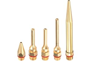 Saipe 5Pcs Glue Gun Tips with O-ring, Small Bore Long Tube Nozzles Thread Interchangeable Nozzle Set for Hot Melting Glue Gun Accessories 2.0x(34/50/70/100mm)+3.0x50mm