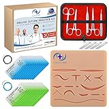 Starlight Med Suture Practice Kit - Complete 31 Piece Medical Suture Kit - Large Silicone Training Pad with 16 Pre-Cut Wounds, 5 Piece Professional Tool Kit, 20 Premium Sutures and 4 Scalpel Blades