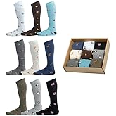 Pierre Henry Over the Calf Socks for Men (9 pairs) | Colorful Funky Dress Socks | Cotton made over the calf dress socks