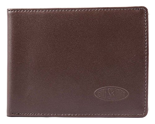Big Skinny Men's Super Skinny Leather Bi-Fold Slim Wallet, Holds Up to 30 Cards, Brown