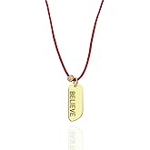 Affirmation Necklace Collection. LOVE - HOPE - BELIEVE - BLESSED - LUCKY. 18K Gold Plated Affirmation Pendant on Lucky Red silk String chain (Adjustable). UNISEX One of a Kind Meaningful Gift