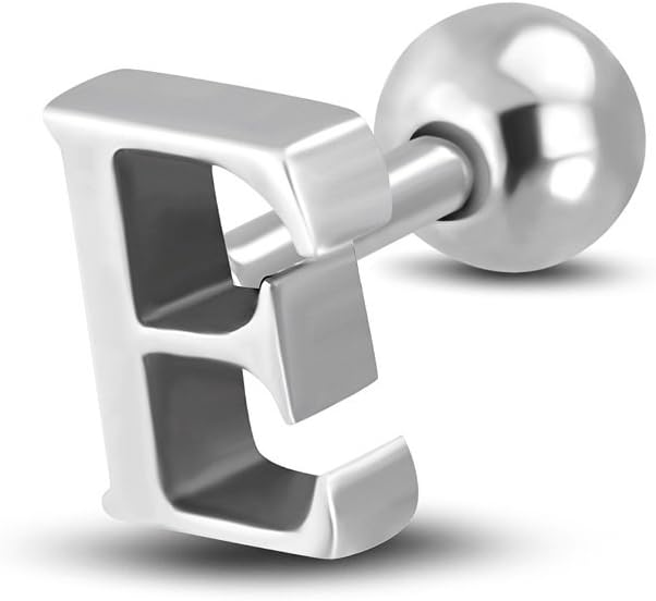 Stainless Steel Alphabet Initial/Letter E Tragus/ Cartilage Barbell Stud Earring