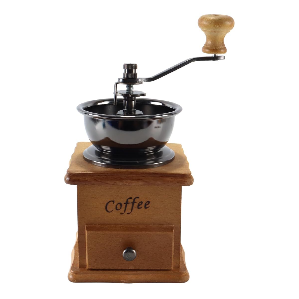 ANCLLO Manual Coffee Grinder, Coffee Mill Grinder, Coffee Bean Grinder Vintage Antique Wooden Hand Grinder with Adjustable Gear Setting and Ceramic Conical Burr