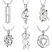 NY Jewelry Mix 6 Different Designs 925 Sterling Silver Cage Pendants (Rose, Conch, Mermaid, Cylindrical, Flower and Goldfish)