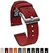 BARTON WATCH BANDS Quick Release Canvas Watch Band Straps, Crimson Red, 18mm