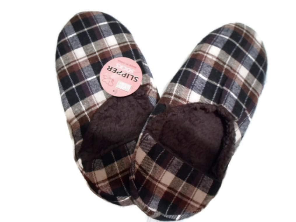 Slippers Gr8 Life Co Mens Slipper Socks Plaid Fleece Grippers NonSkid