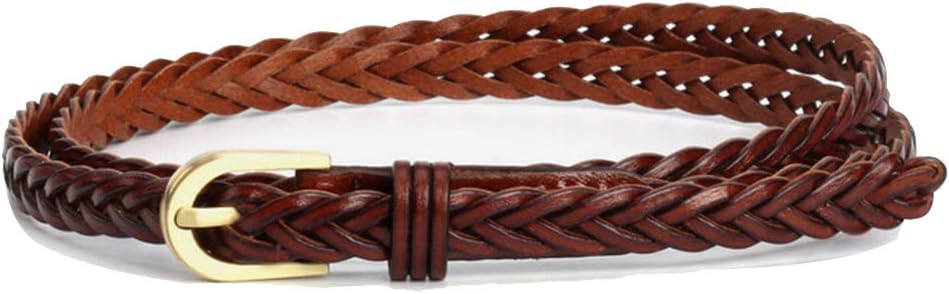 Womens Braid Belt Skinny Waist Belts for Female Dress Skirt Decor Strap Candy Colors (camel)