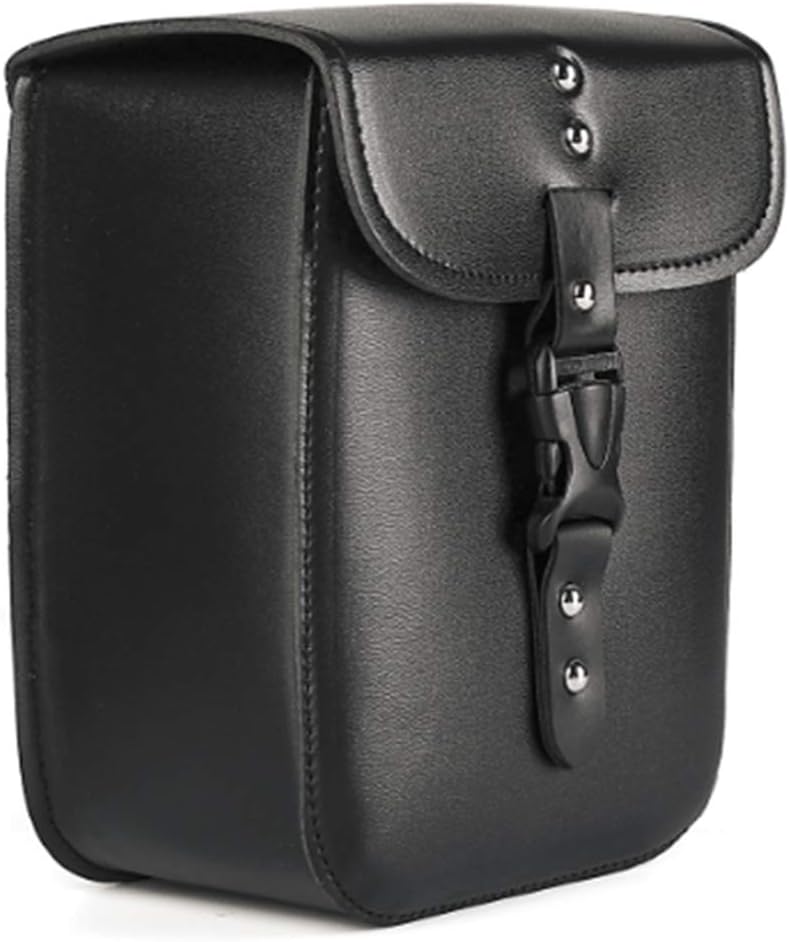 1PCS Motorcycle PU Leather Saddle Bag Waterproof Small Side Motorbike Tank Bag Luggage Black - Image 5