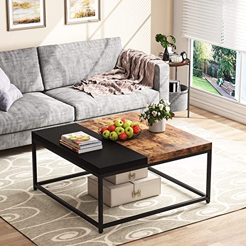 Tribesigns Square Coffee Table, 40 inch Industrial Cocktail Table for