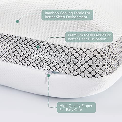 LOVTEX Shredded Memory Foam Pillow,Queen Size Bed Pillows for Sleeping