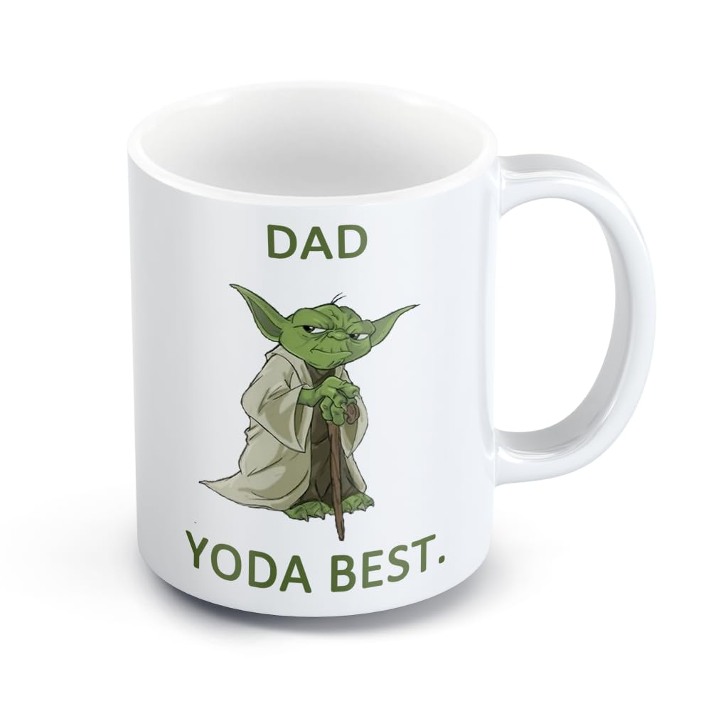 GrassVillage Funny Mugs for Dads – Dad Yoda Novelty Gift Mug – Humorous Father’s Day, Birthday, Xmas, Secret Santa Present for Dad, Grandpa, Father-in-Law, Uncle – 11oz Dishwasher Safe Mug