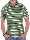 Enimay Men's Casual Short Sleeve 100% Quality Cotton Striped Polo Shirt Rugby Top