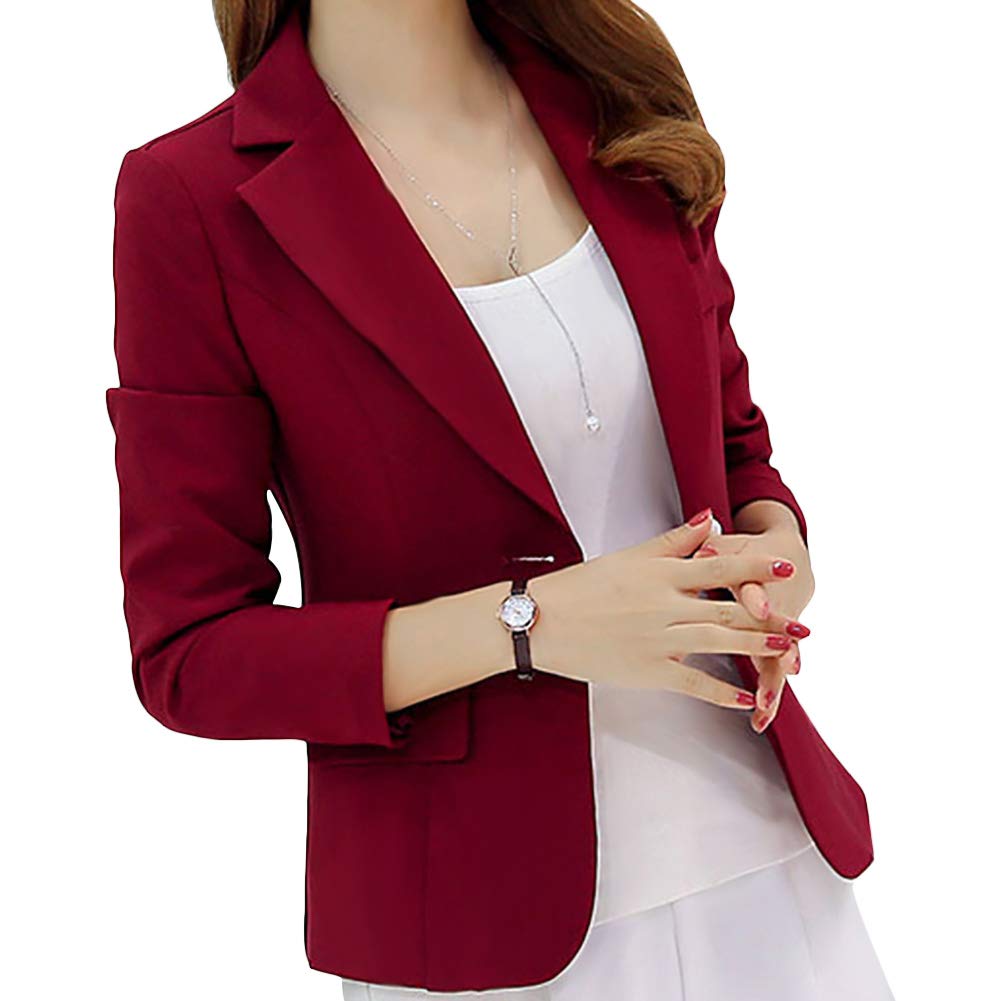 leoie women's slim casual suit blazer long sleeve open blazer jacket