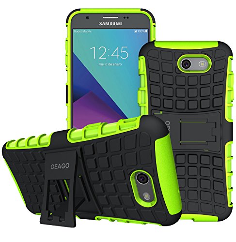 Galaxy J7 V Case, Galaxy J7 Prime Case, Galaxy J7 Perx Case, Galaxy J7 Sky Pro / Galaxy Halo Case, OEAGO Samsung Galaxy J7 2017 Case Tough Rugged Dual Layer Protective Case with Kickstand - Green