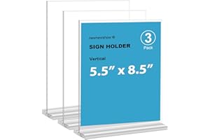 newnewshow Acrylic Sign Holder 5.5x8.5 Inch 3 Pack Vertical T Shape Double-Sided Desktop Display Holder. (Optional 8.5x11 8.5x5.5 5x7 Horizontal and Vertical)
