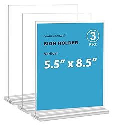 newnewshow Acrylic Sign Holder 5.5x8.5 Inch 3 Pack