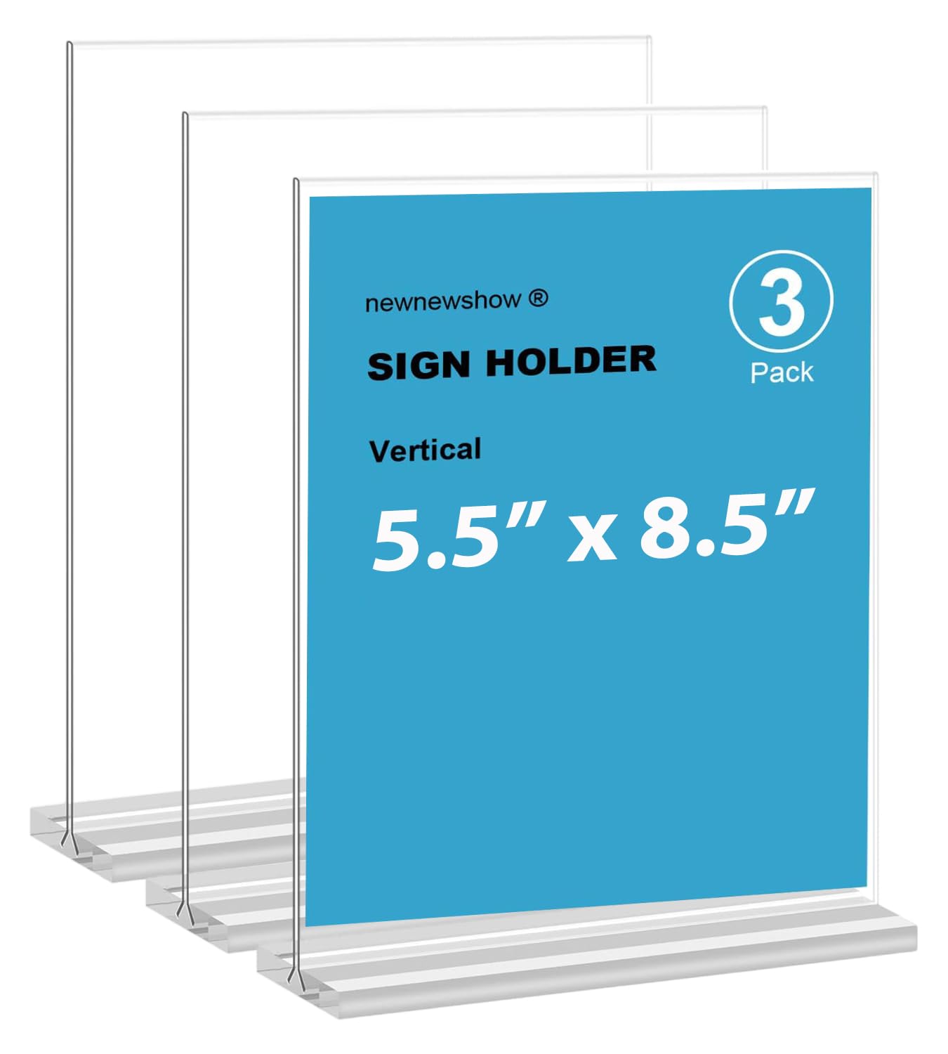 newnewshow Acrylic Sign Holder 5.5x8.5 Inch 3 Pack