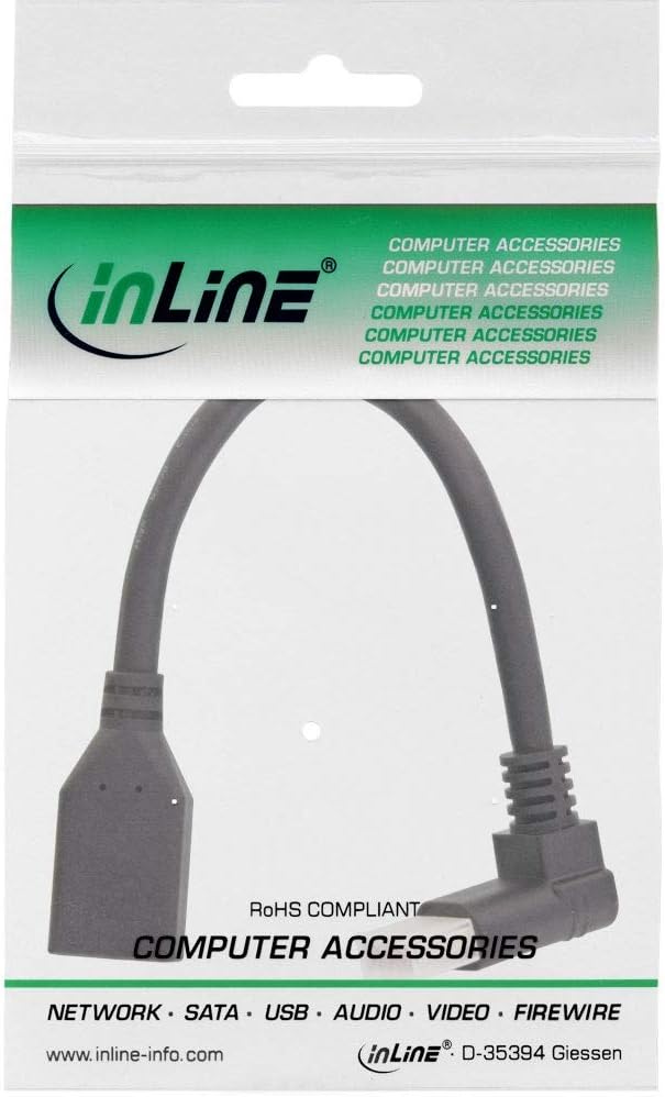 InLine® DisplayPort 1.4 Adaptor Cable ST/BU, 8K4K, Upward-Angled, Black/Gold, 0.15 m, black gold, 0,15 m - Image 3
