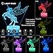 VANSIHO 3D Optical Illusion Night Light 7 LED Color Changing Lamp Gift for Kids with Remote Crackle White Base (Wing Unicorn-1)