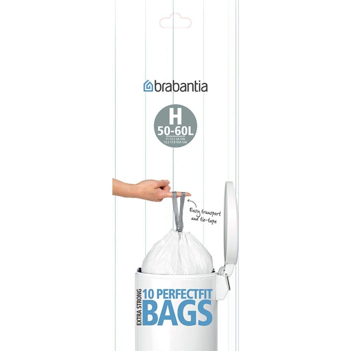 50x WHITE BRABANTIA BIN LINERS TYPE H 50-60 LITRE