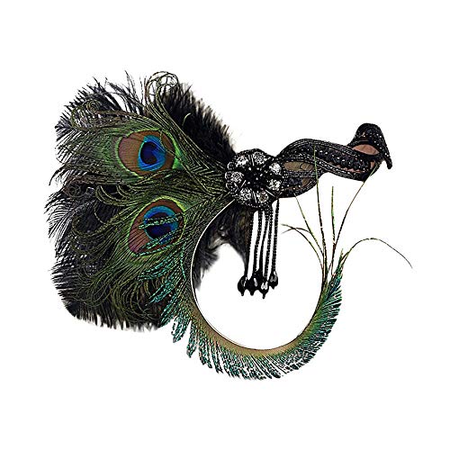 Rucan 1920s Headpiece Feather Flapper Headband Great Gatsby Headdress Vintage