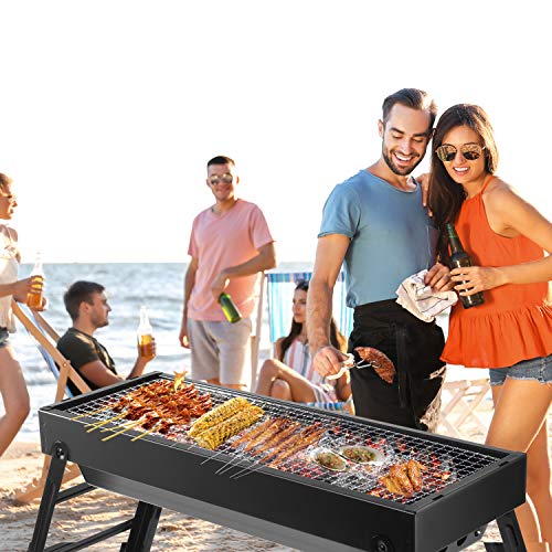 LETION UTTORA Charcoal Grill Barbecue Portable BBQ &Stainless Steel Folding Grill Tabletop Outdoor Smoker BBQ for Picnic Garden Terrace Camping Travel 23.62\